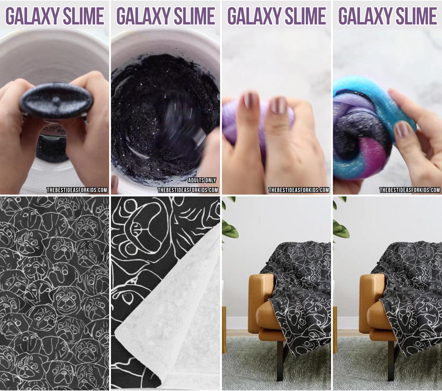 Galaxy slime - the best ideas for kids; black pugs throw blanket