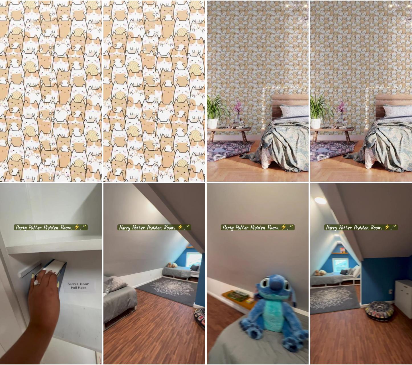 Orange kawaii cats wallpaper; harry potter hidden room 