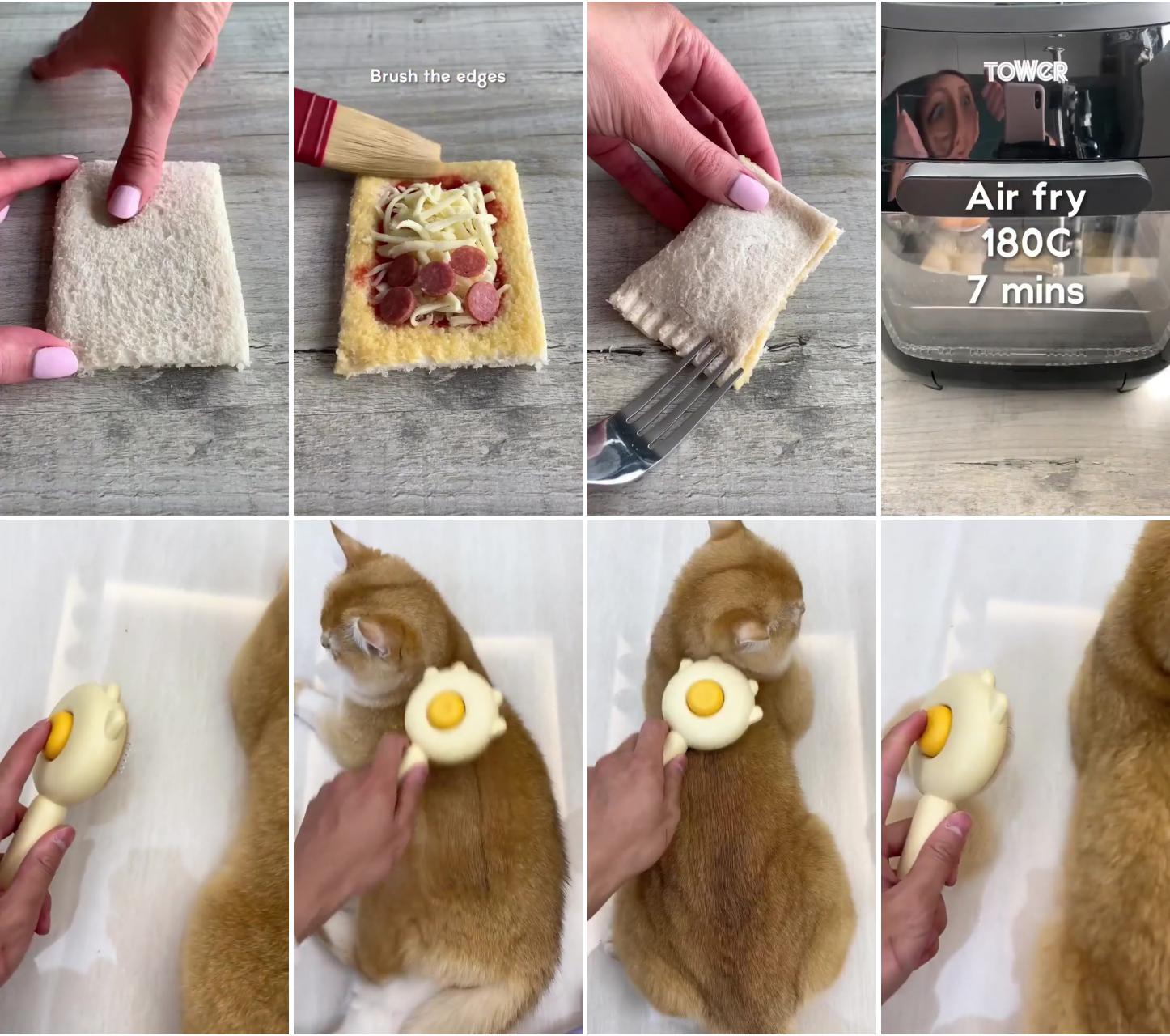 Air fryer pepperoni pizza pockets; magic pet comb: effortless grooming