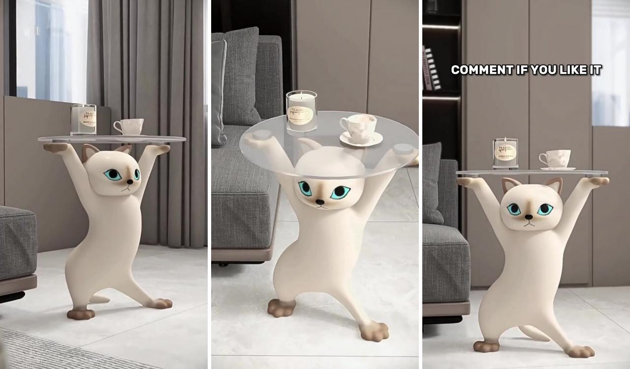 Lula kitty side table for nursery or living room; cute furniture