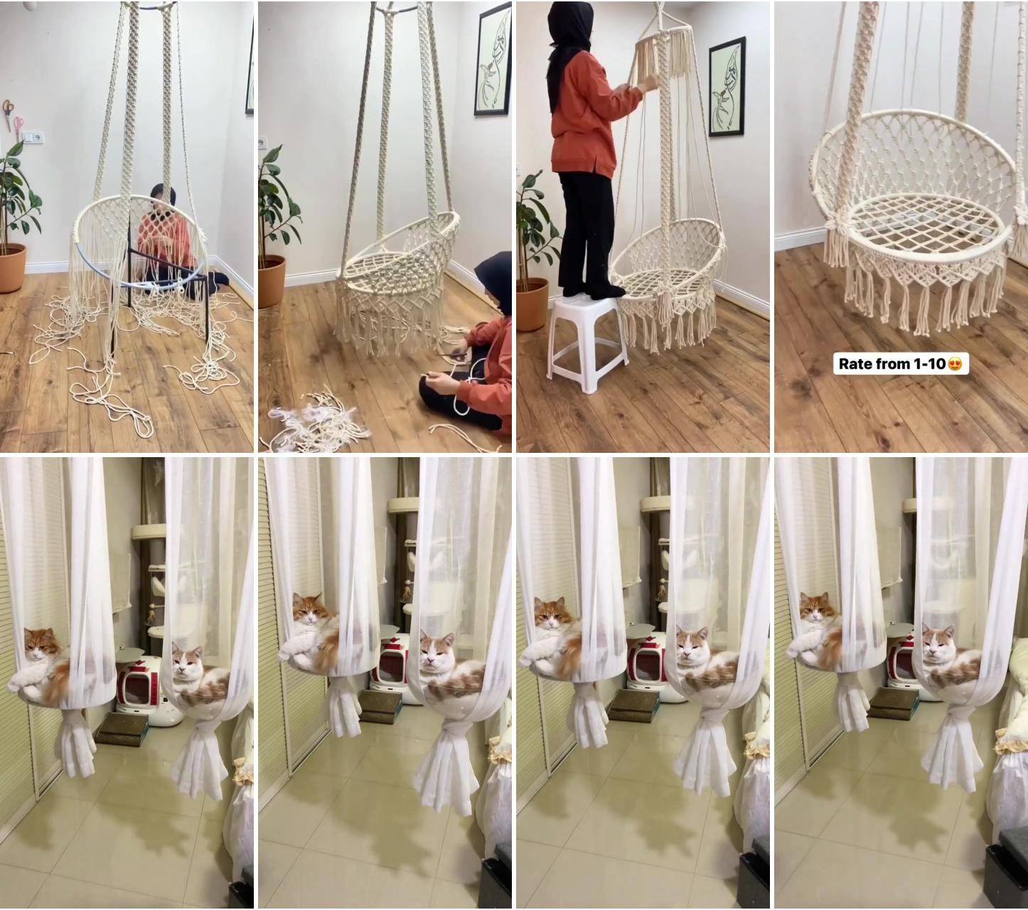 Macrame knot swing ; magical uses of curtains